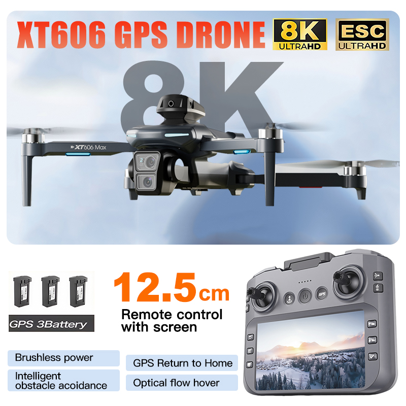 Drone Surveying - XT606 MAX 3 pil Drone 4k